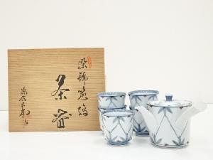 源右衛門窯造　染錦笹絵茶器セット（共箱）